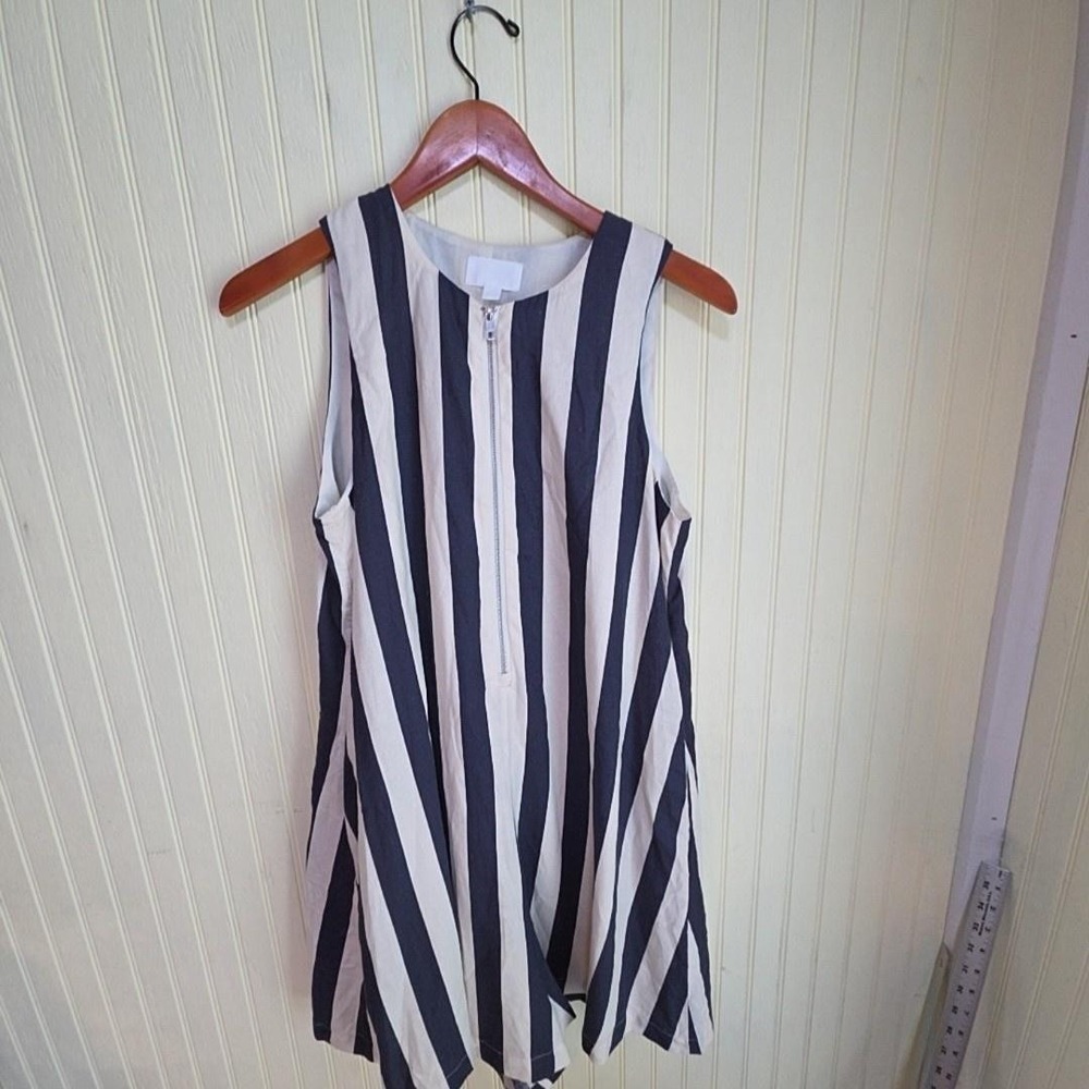 EVERY Dress Womens Size Blue Stripe Sleeveless Round Neck Swing Short